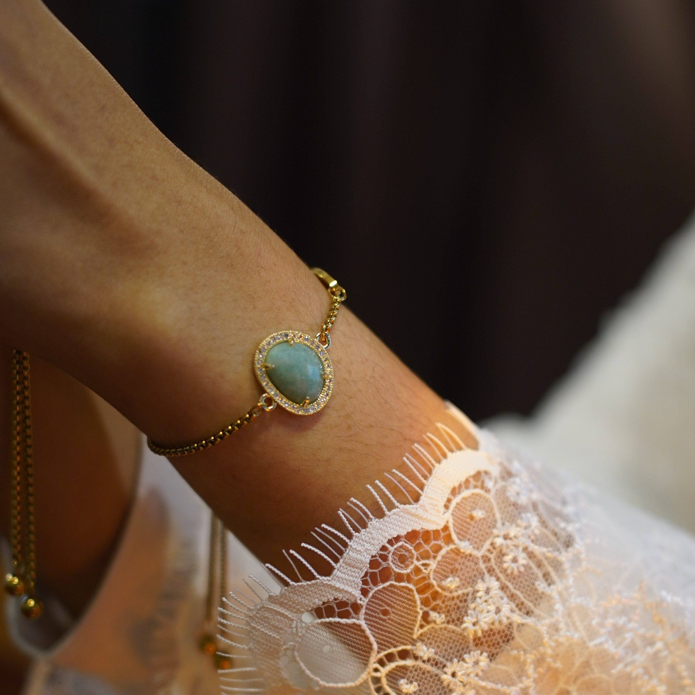 TERINDAH OVAL C AMAZONITE BRACELET GOLD