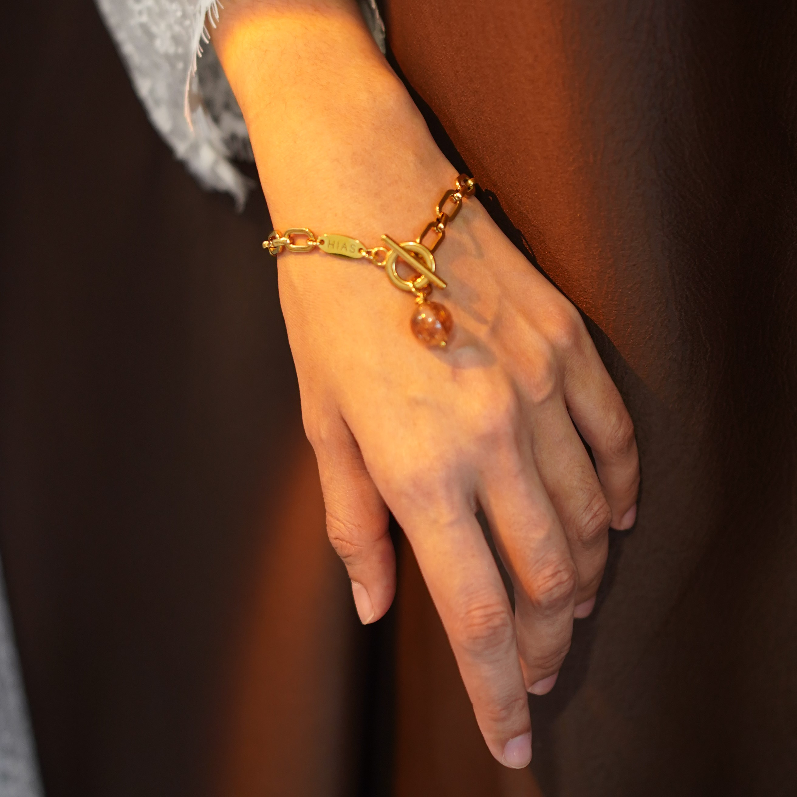 COPPER RUTILE U-RECTANGLE BRACELET GOLD