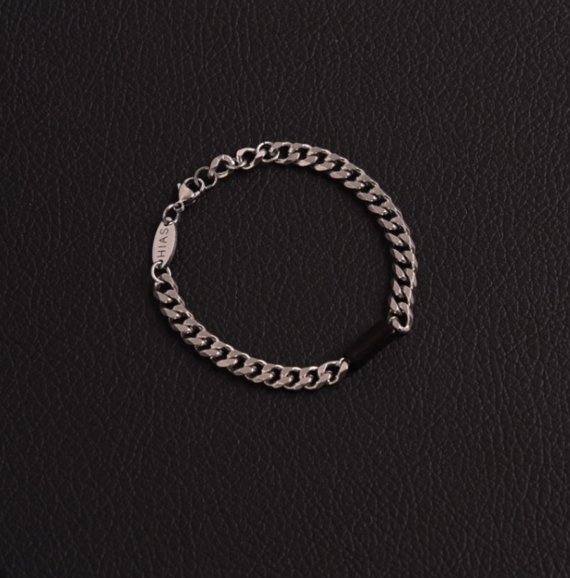 OBSIDIAN CUBAN BRACELET STEEL