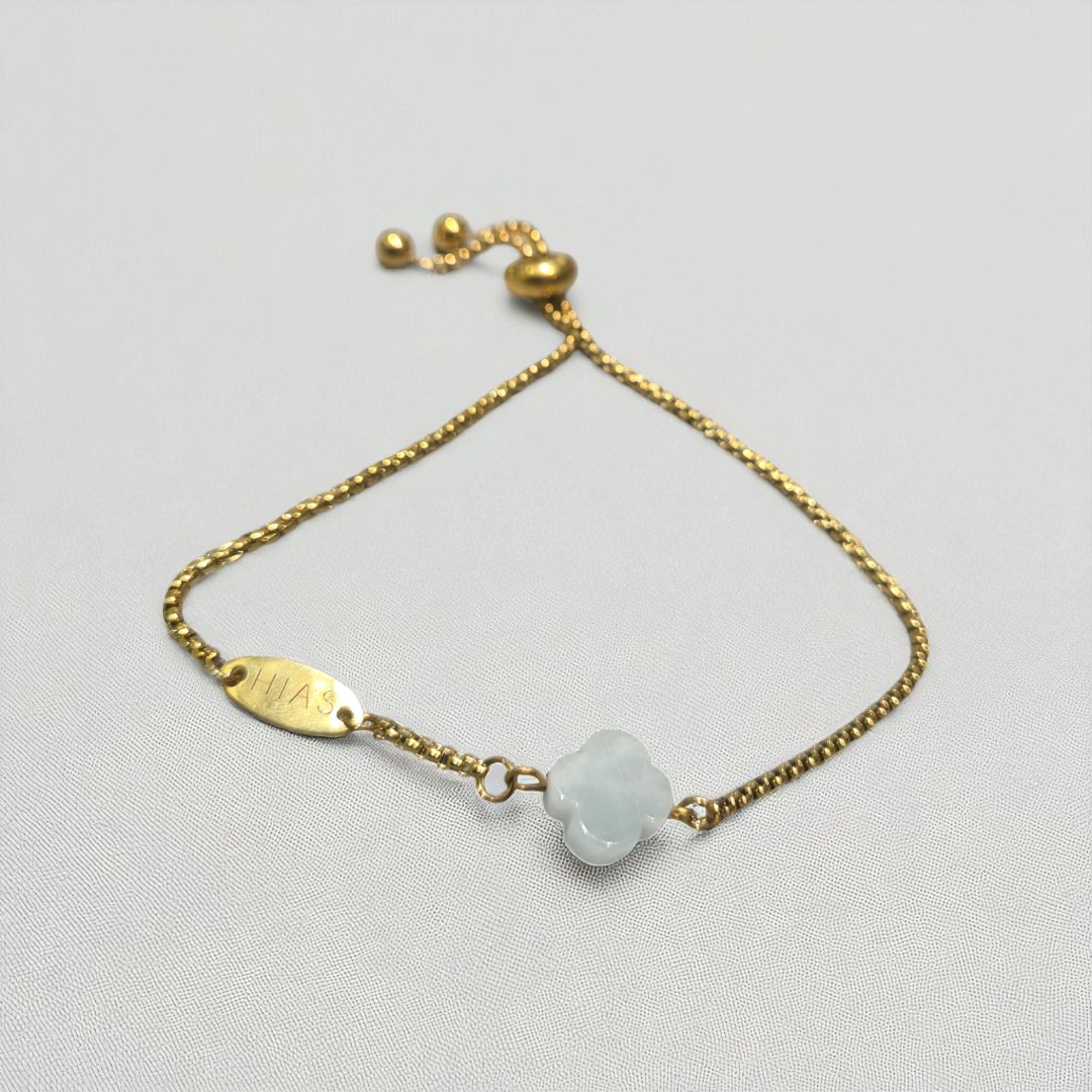 CLOVER AQUAMARINE SLIDE BRACELET GOLD