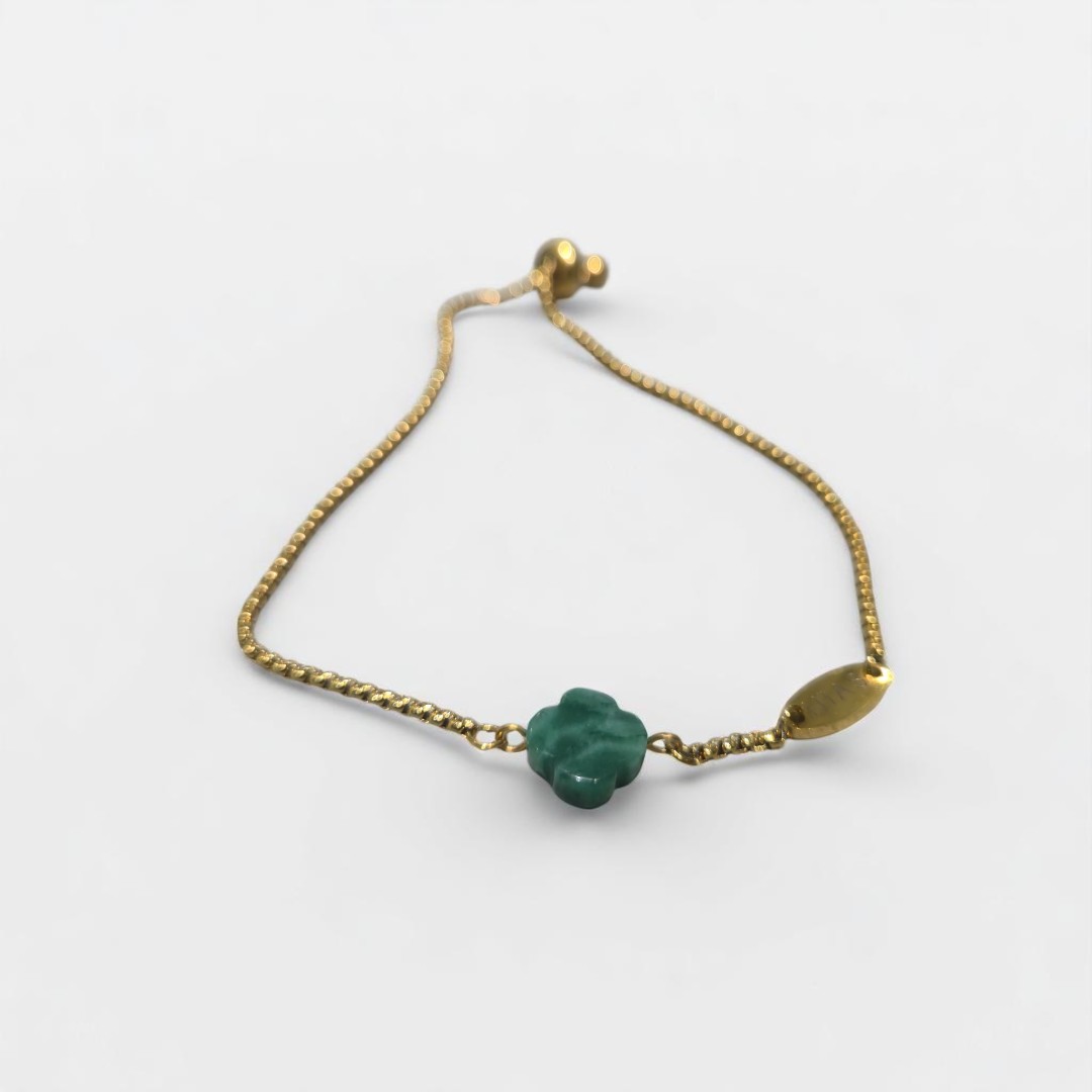CLOVER EMERALD SLIDE BRACELET GOLD