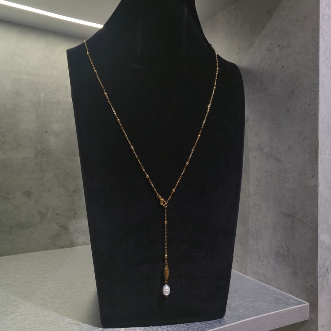 LARIAT BEAD WITH PEARL GOLD