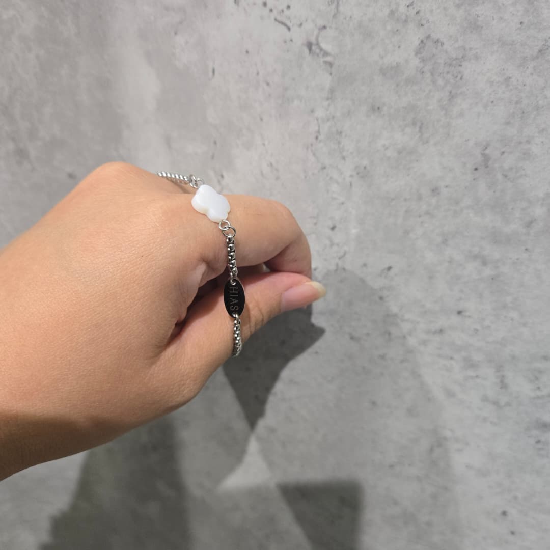 CLOVER SHELL PEARL BRACELET SILVER