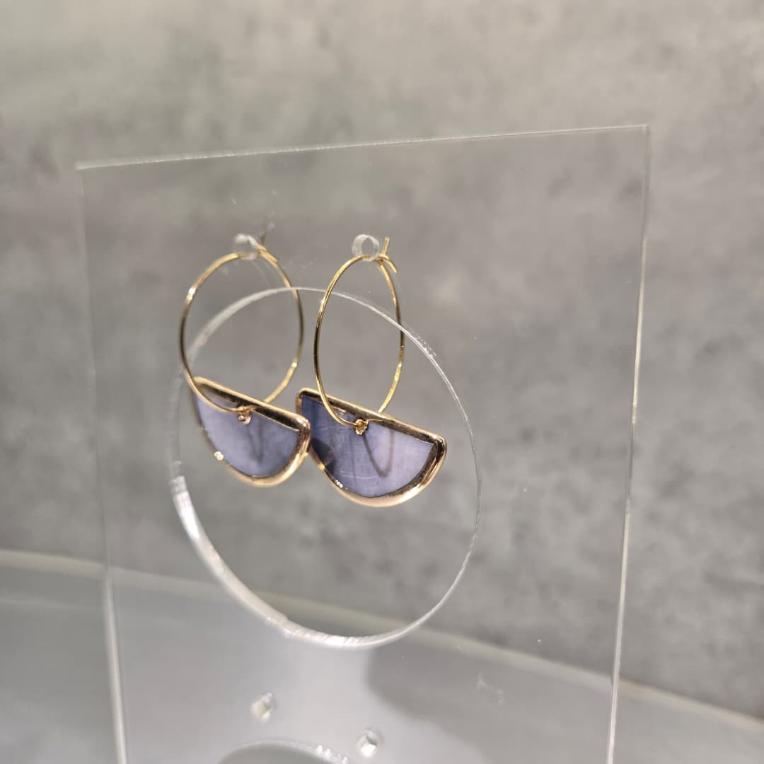 SEMICIRCLE SHELL PEARL EARRING