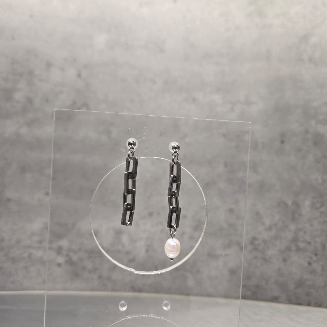 RECTANGLE DANGLE STUD SILVER