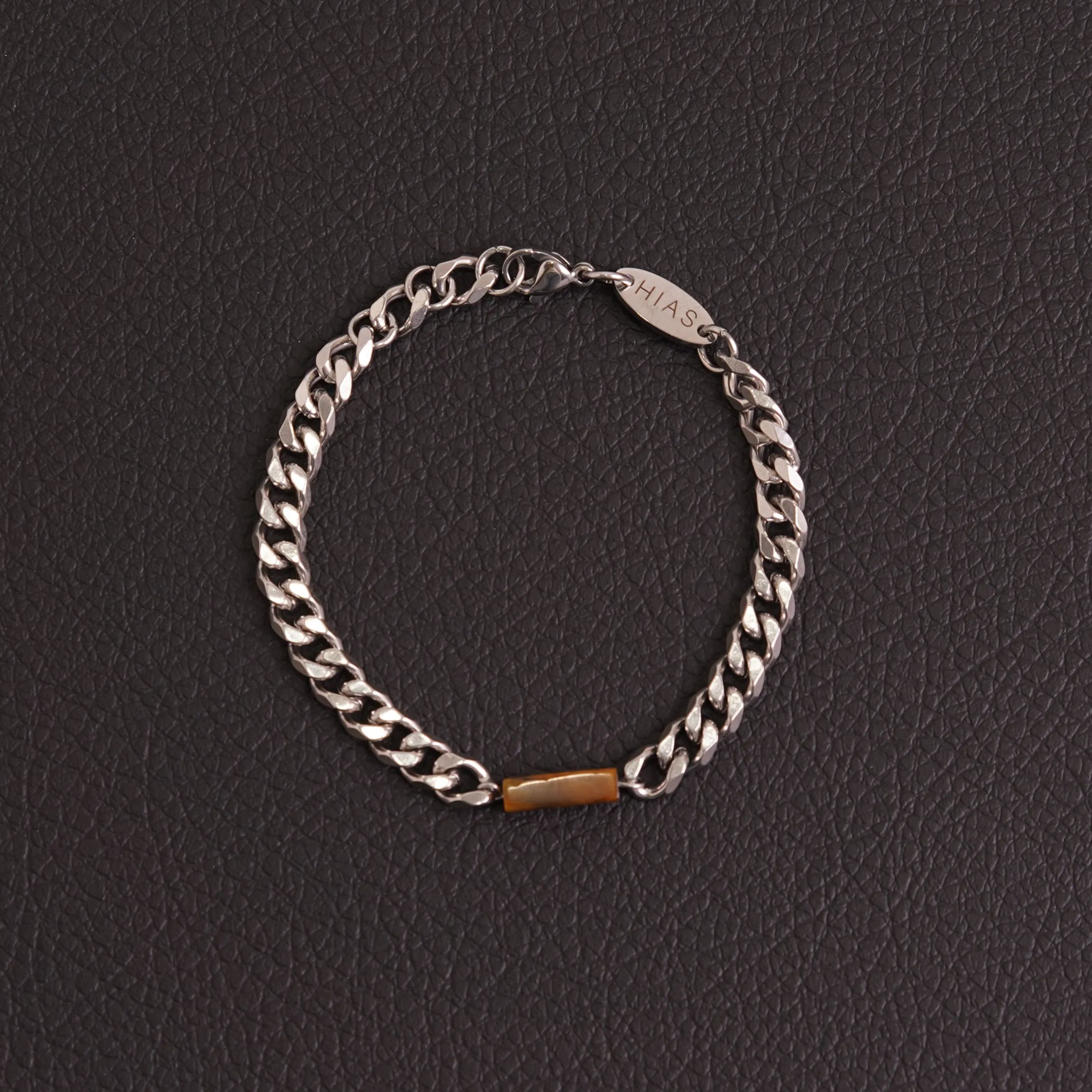 TIGER EYE CUBAN BRACELET STEEL
