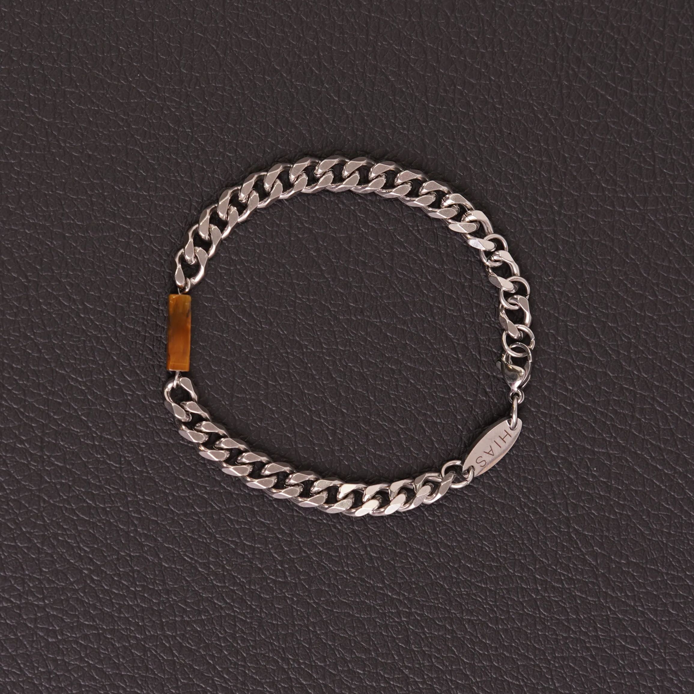 TIGER EYE CUBAN BRACELET STEEL