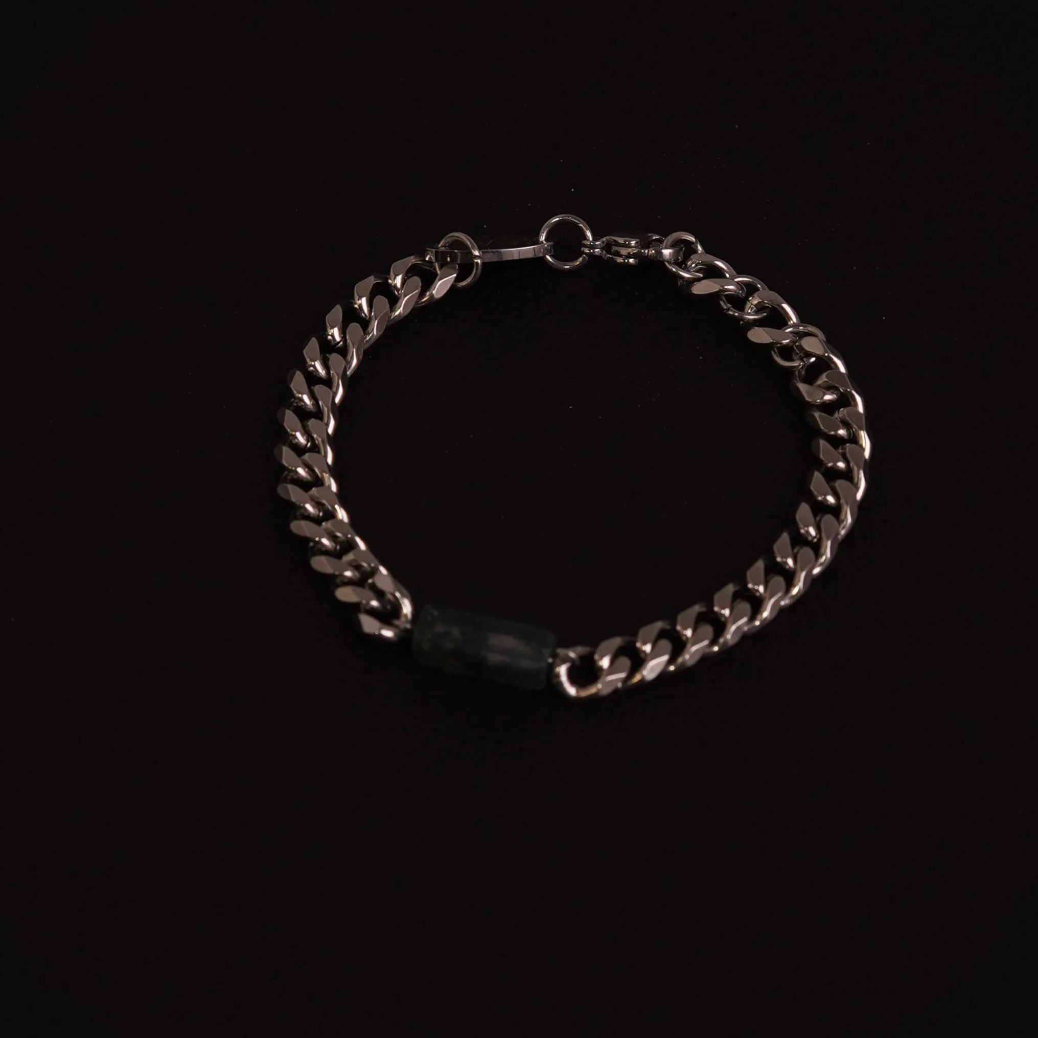 LACE AGATE CUBAN BRACELET STEEL
