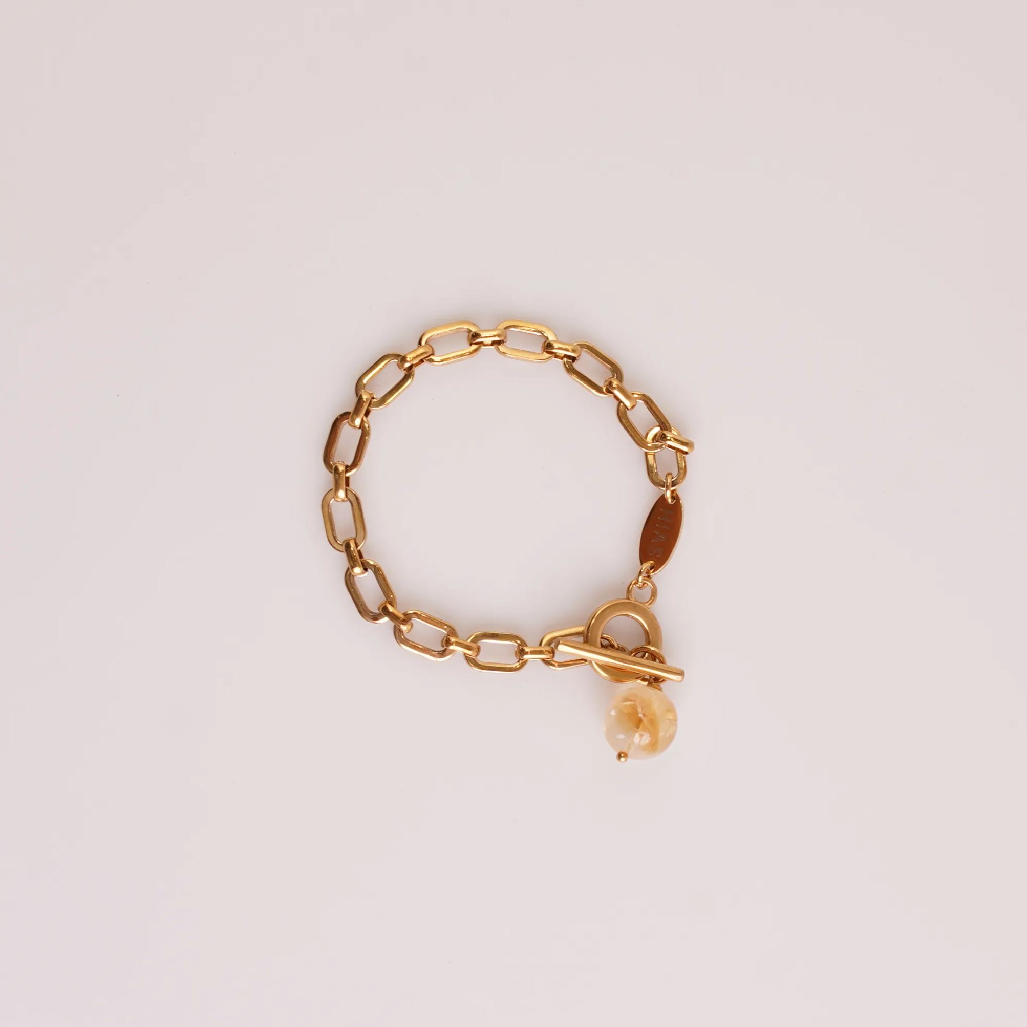 CITRINE U-RECTANGLE BRACELET GOLD