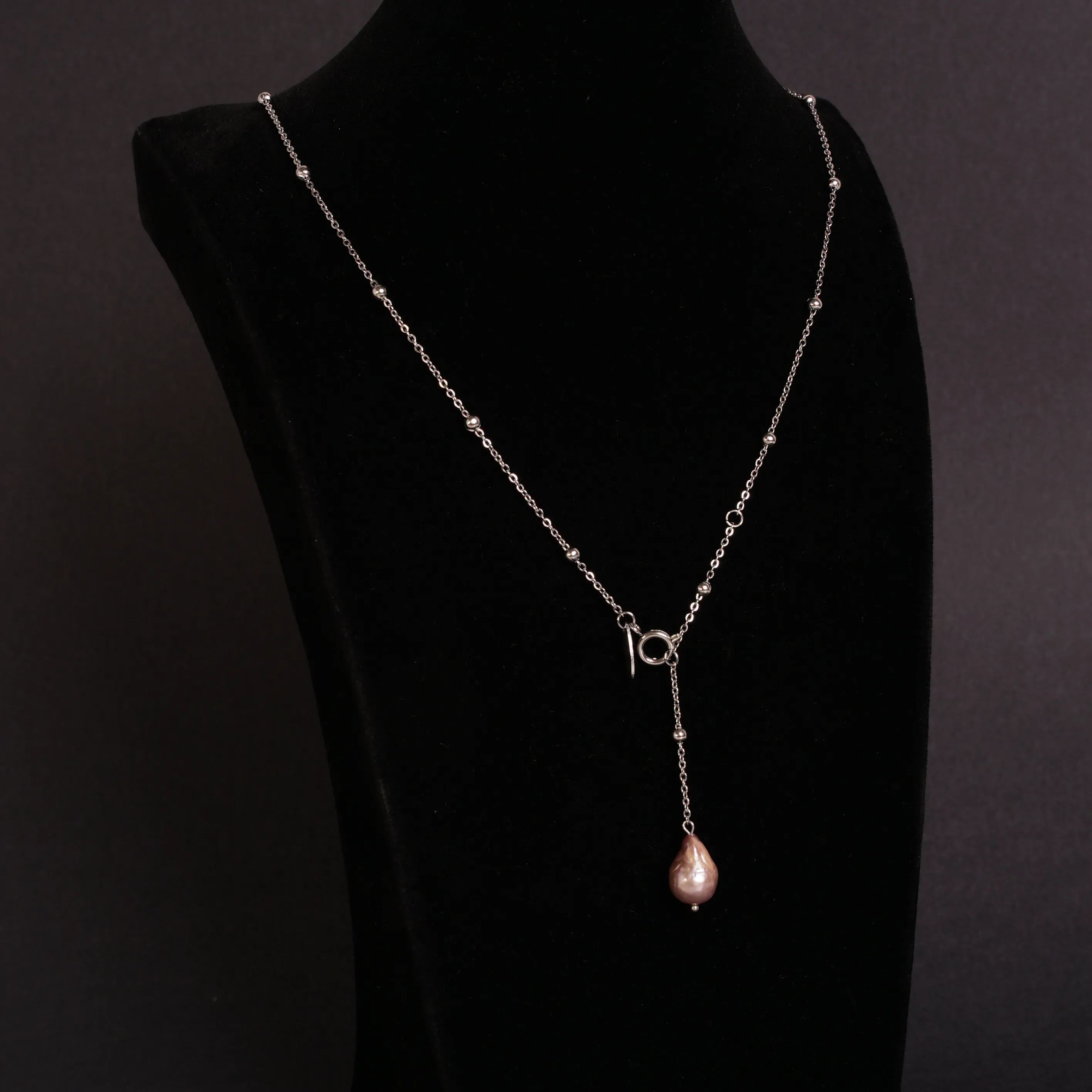 LARIAT BEAD WITH PEARL SILVER