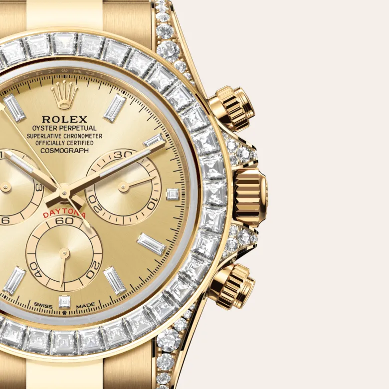 コスモグラフ デイトナ | オイスター、40 mm、イエローゴールド、ダイヤモンド リファレンス 126598TBR-0001