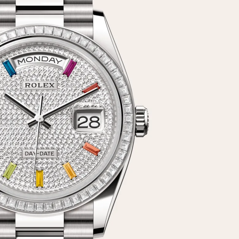 デイデイト 36 | オイスター、36 mm、ホワイトゴールド、ダイヤモンド リファレンス 128399TBR-0005