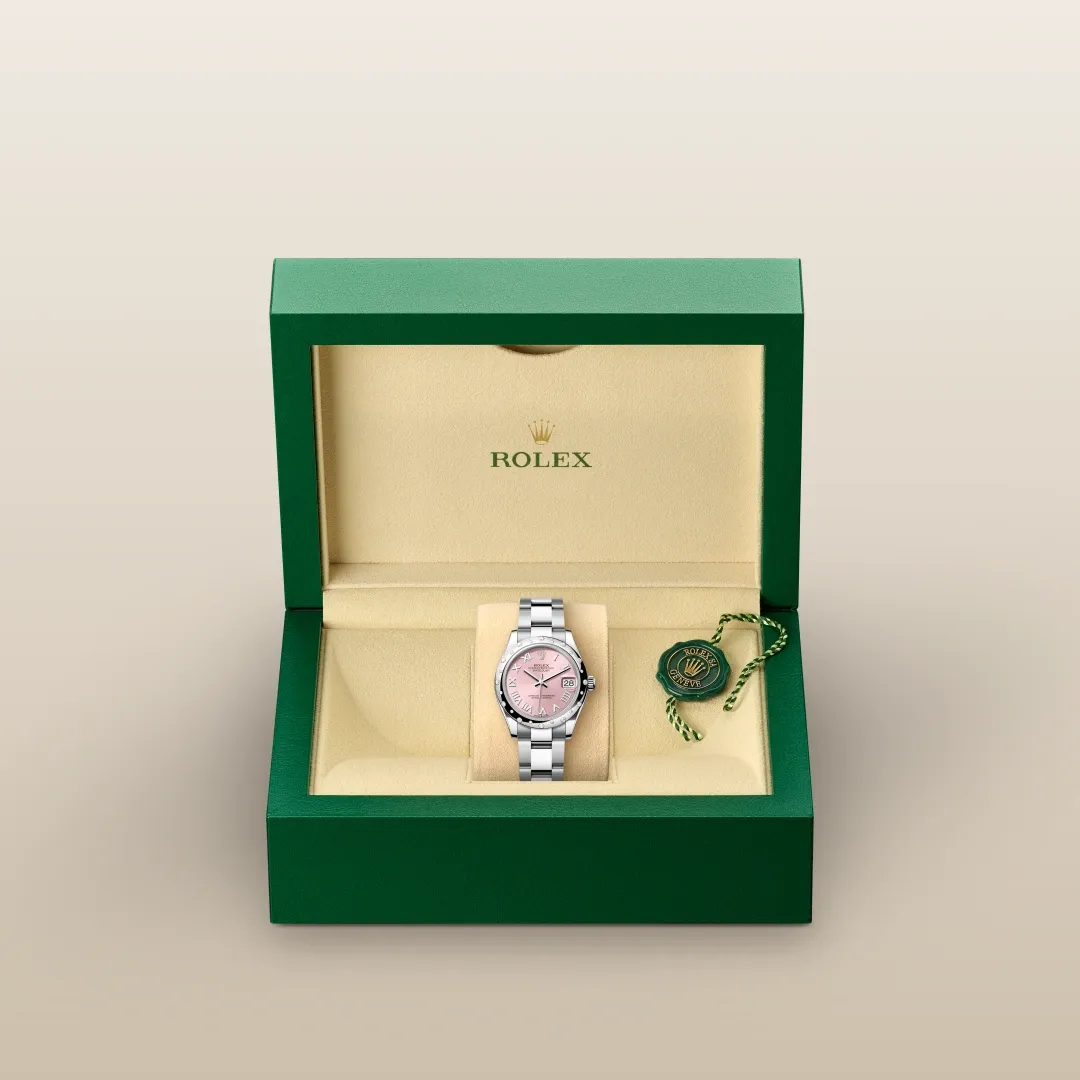 Rolex デイトジャスト 31 オイスター、31 mm、オイスタースチール＆ホワイトゴールド、ダイヤモンド