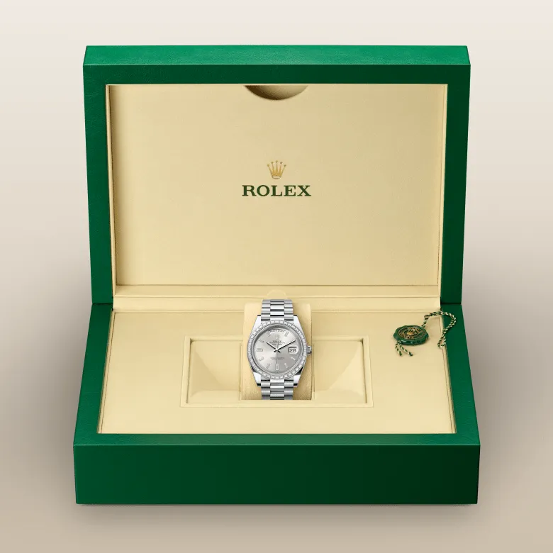 デイデイト 40 | オイスター、40 mm、プラチナ、ダイヤモンド リファレンス 228396TBR-0011