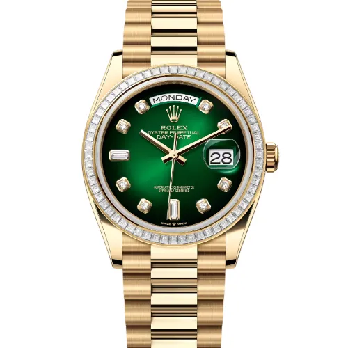 デイデイト 36 | オイスター、36 mm、イエローゴールド、ダイヤモンド リファレンス 128398TBR-0008