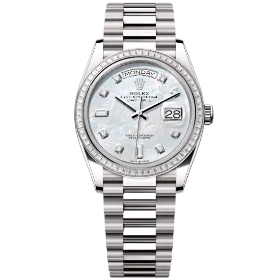 デイデイト 36 | オイスター、36 mm、ホワイトゴールド、ダイヤモンド リファレンス 128399TBR-0003