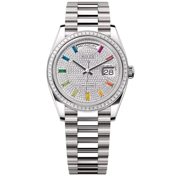 デイデイト 36 | オイスター、36 mm、ホワイトゴールド、ダイヤモンド リファレンス 128399TBR-0005