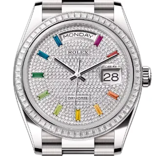 デイデイト 36 | オイスター、36 mm、ホワイトゴールド、ダイヤモンド リファレンス 128399TBR-0005