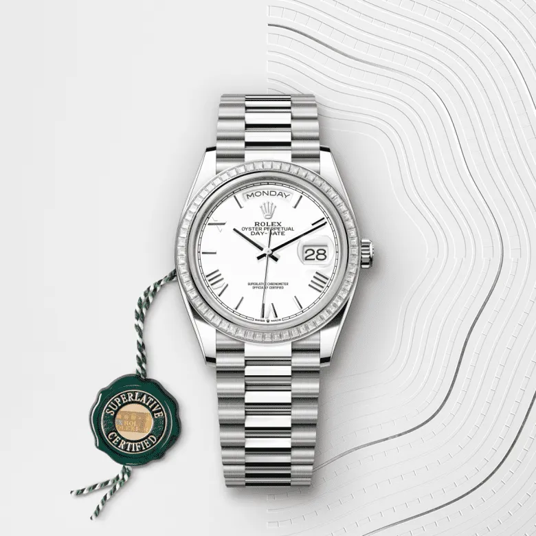 デイデイト 36 | オイスター、36 mm、ホワイトゴールド、ダイヤモンド リファレンス 128399TBR-0019
