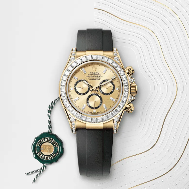 コスモグラフ デイトナ | オイスター、40 mm、イエローゴールド、ダイヤモンド リファレンス 126538TBR-0004