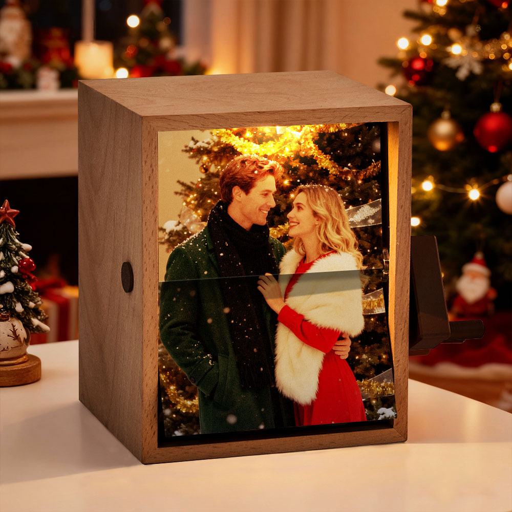 Custom Photo Flipbook Frame Vertical 13*16cm Animation Machine Mechanical Hand-cranked Flipbook Box Photo Album with Light Christmas Gifts