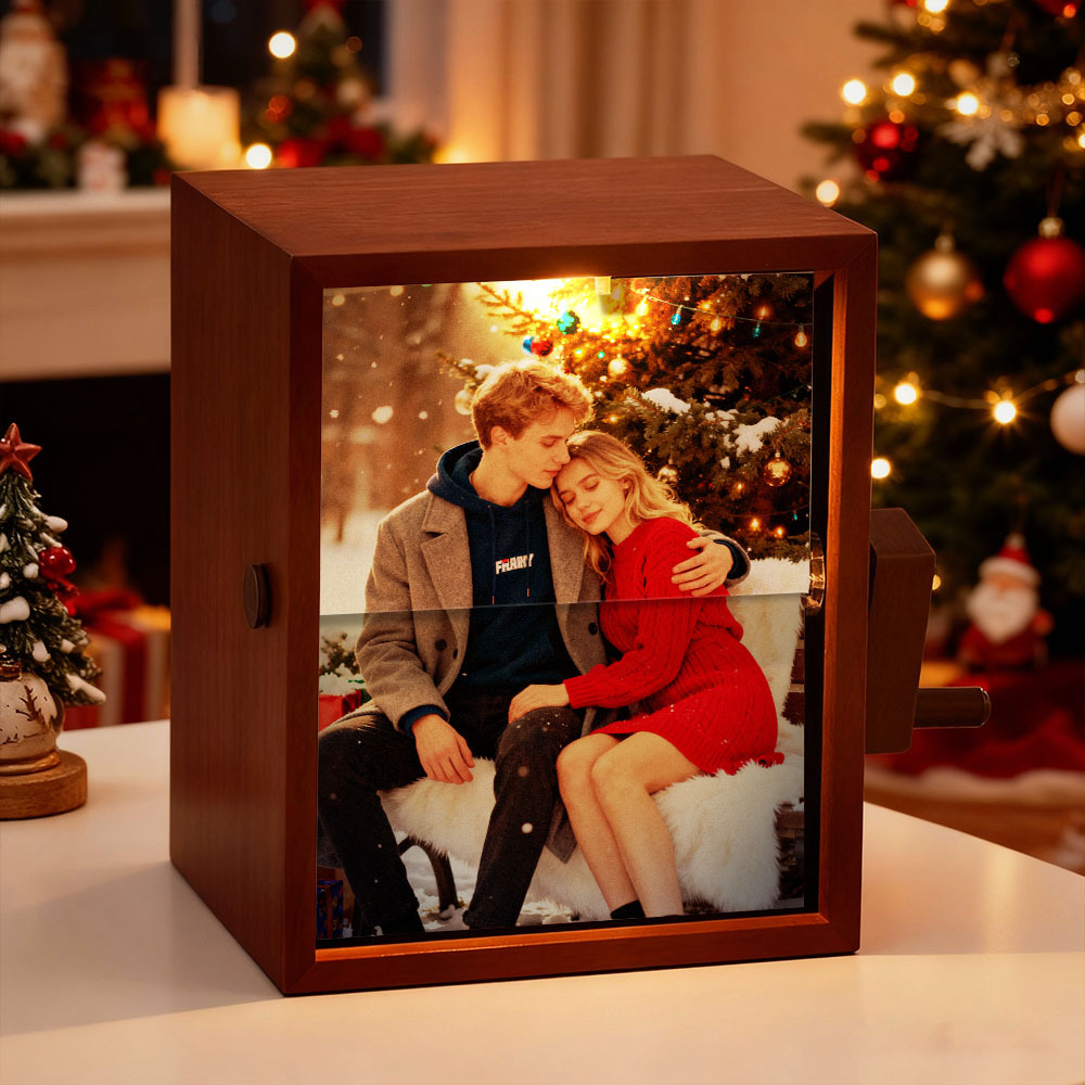 Custom Photo Flipbook Frame Vertical 13*16cm Animation Machine Mechanical Hand-cranked Flipbook Box Photo Album with Light Christmas Gifts