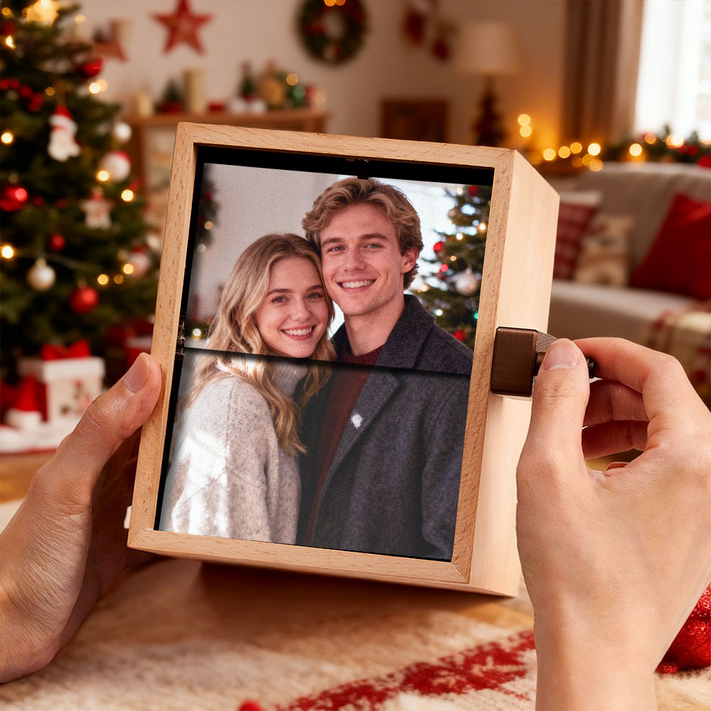 Custom Photo Flipbook Frame Vertical 13*16cm Animation Machine Mechanical Hand-cranked Flipbook Box Photo Album with Light Christmas Gifts