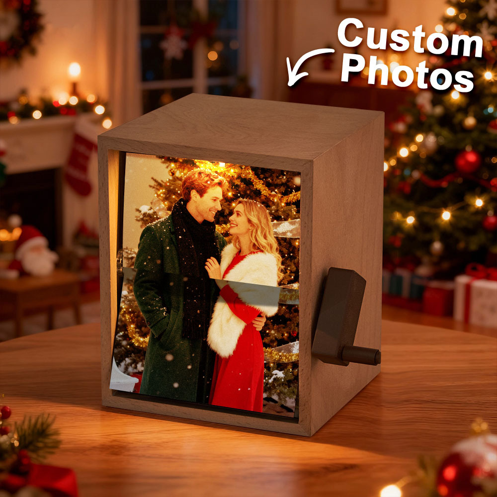Custom Photo Flipbook Frame Vertical 13*16cm Animation Machine Mechanical Hand-cranked Flipbook Box Photo Album with Light Christmas Gifts
