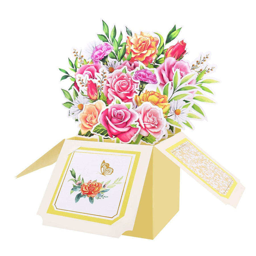 Colorful Floral Box Pop up Card for Valentine's Day -
