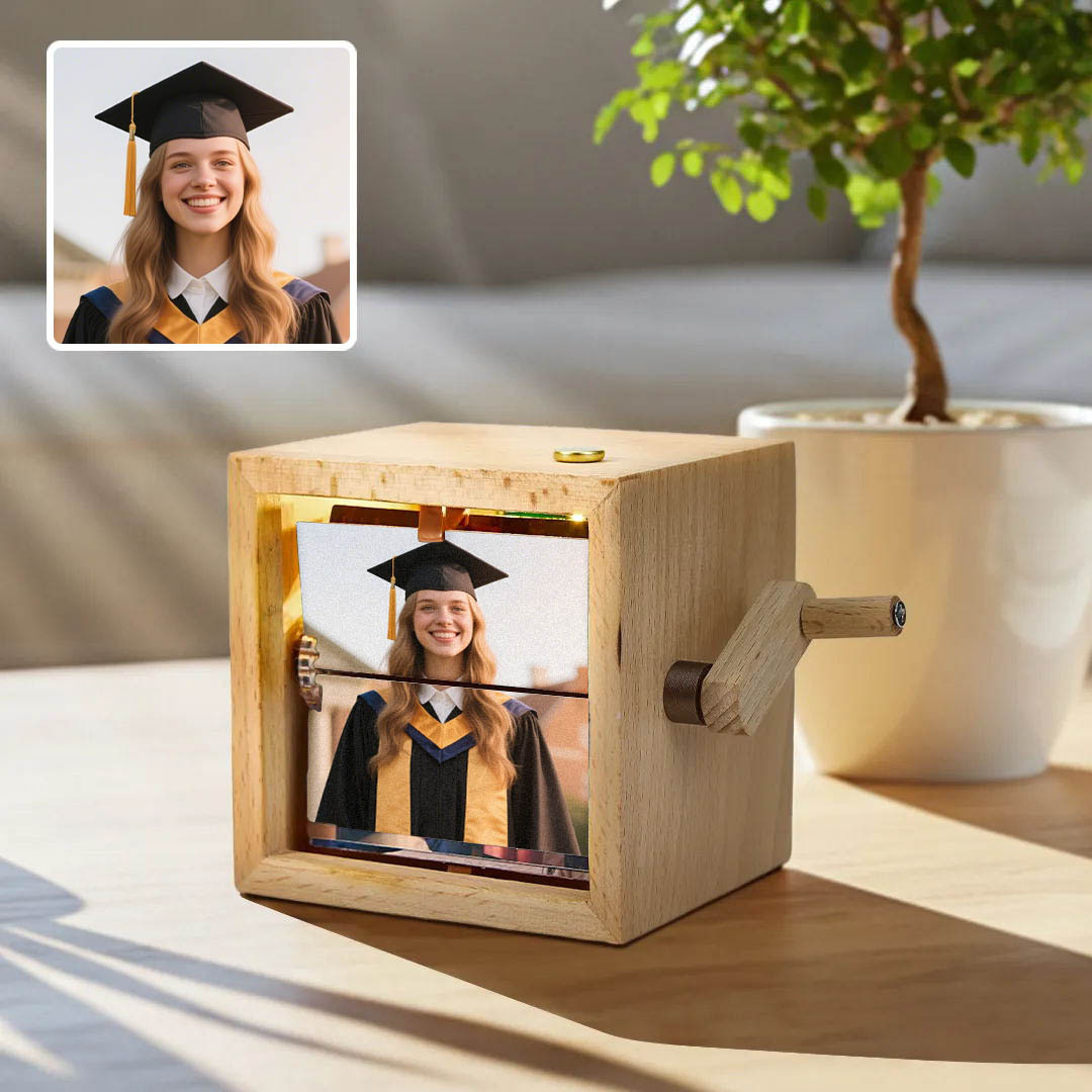 Custom Photo Flipbook Frame Animation Machine Mechanical Hand-cranked Photo Album with Light Graduation Gifts 