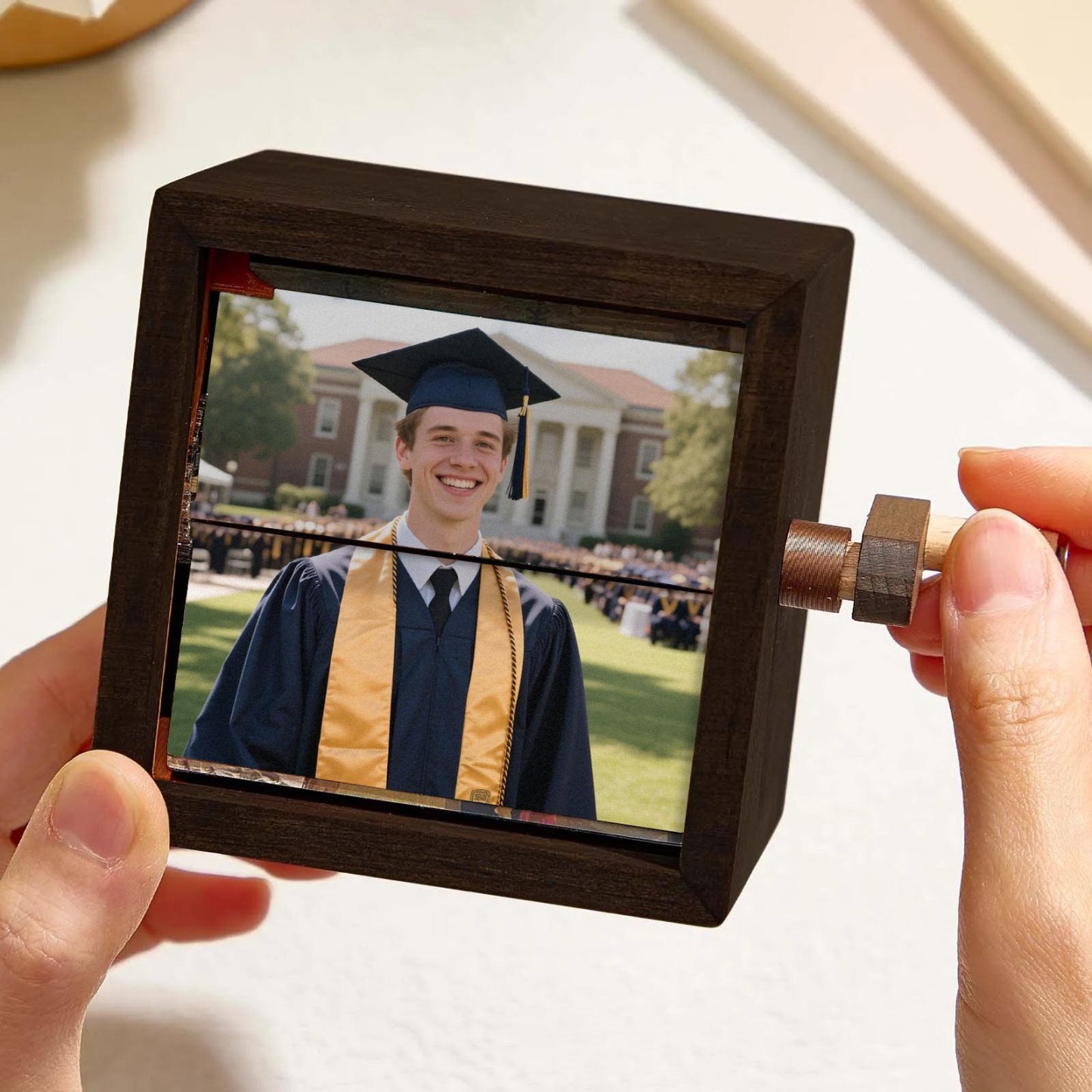 Custom Photo Flipbook Frame Animation Machine Mechanical Hand-cranked Photo Album with Light Graduation Gifts 