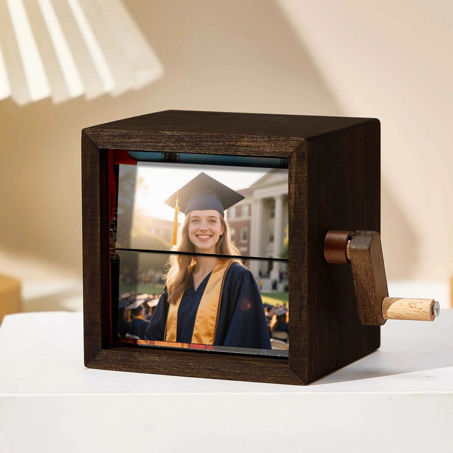 Custom Photo Flipbook Frame Animation Machine Mechanical Hand-cranked Photo Album with Light Graduation Gifts 