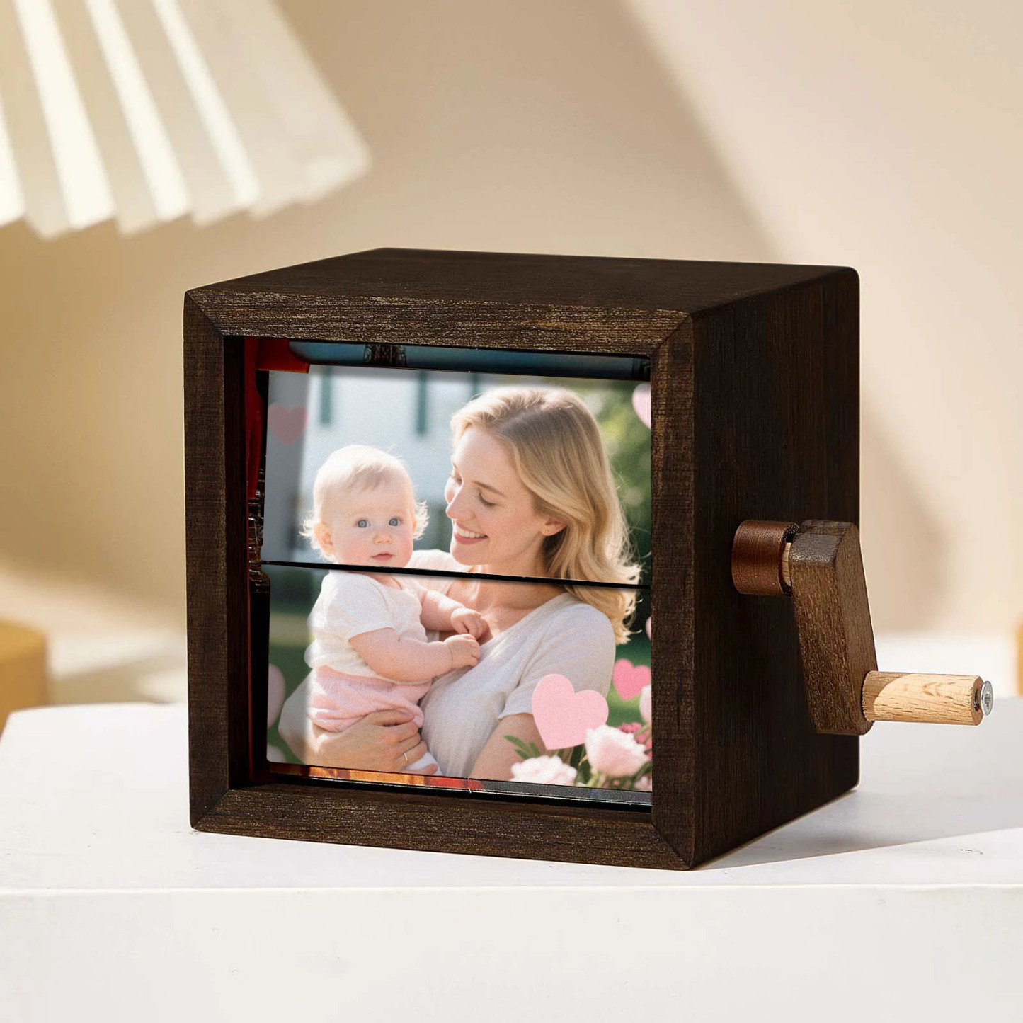 Custom Photo Flipbook Frame Animation Machine Mechanical Hand-cranked Photo Album with Light Unique Mother's Day Gifts