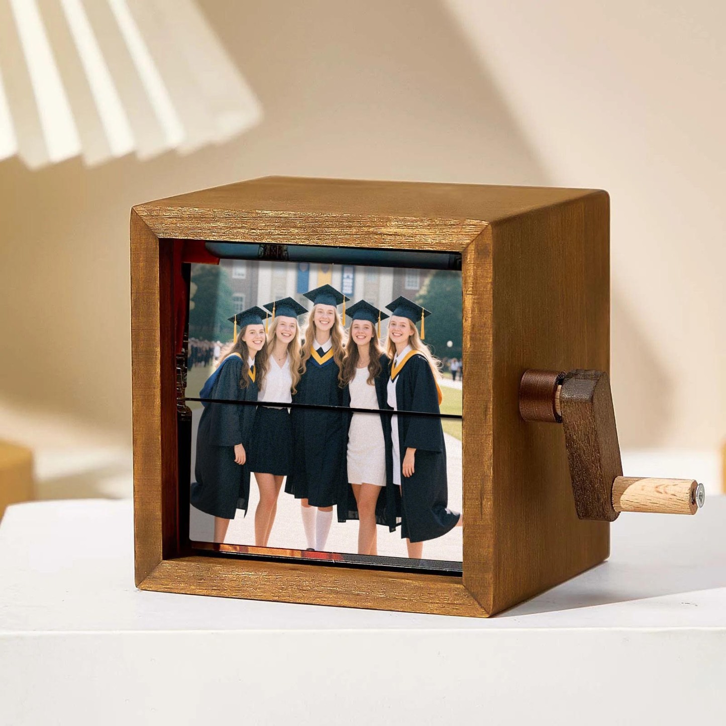 Custom Photo Flipbook Frame Animation Machine Mechanical Hand-cranked Photo Album with Light Graduation Gifts 