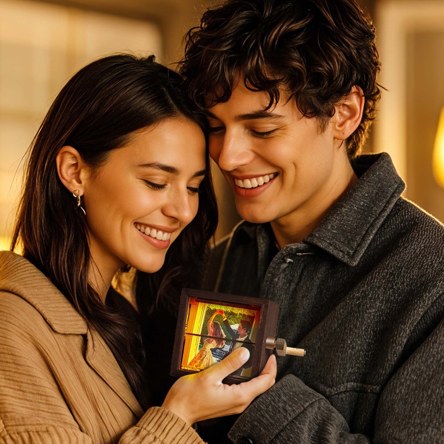 Custom Photo Flipbook Frame Animation Machine Mechanical Hand-cranked Photo Album with Light Unique Valentine's Day Gifts