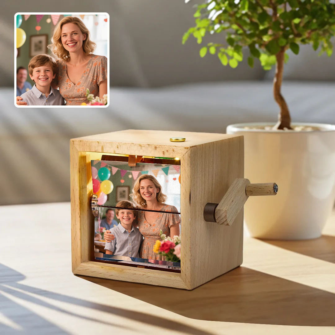 Custom Photo Flipbook Frame Animation Machine Mechanical Hand-cranked Photo Album with Light Unique Mother's Day Gifts