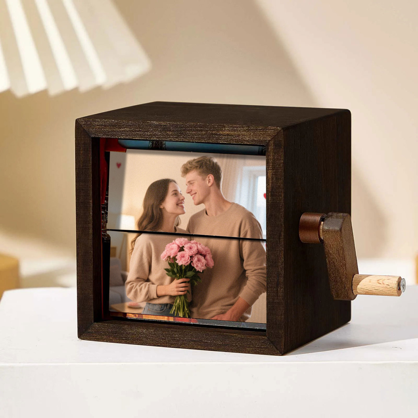 Custom Photo Flipbook Frame Animation Machine Mechanical Hand-cranked Photo Album with Light Unique Valentine's Day Gifts