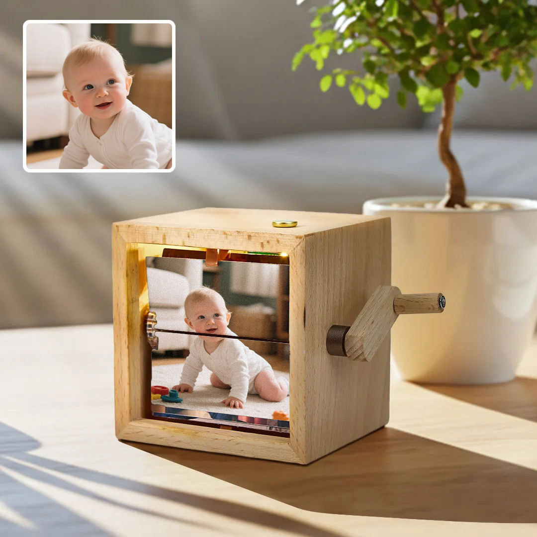 Custom Photo Flipbook Frame Animation Machine Mechanical Hand-cranked Photo Album with Light Unique Valentine's Day Gifts