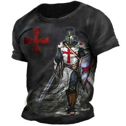 Men's Vintage Templar Cross Print T-Shirt