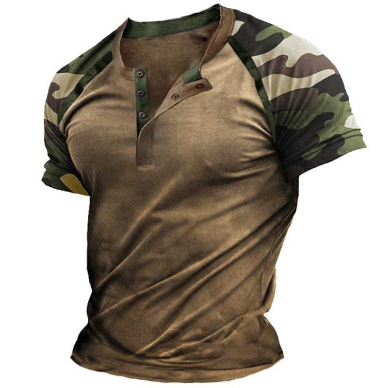 Men's Henley Shirt T shirt Tee 3D Print Graphic Patterned Color Block