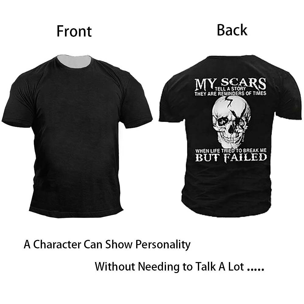 Men's T-shirt  3D Print Graphic Skull Short Sleeve Tops