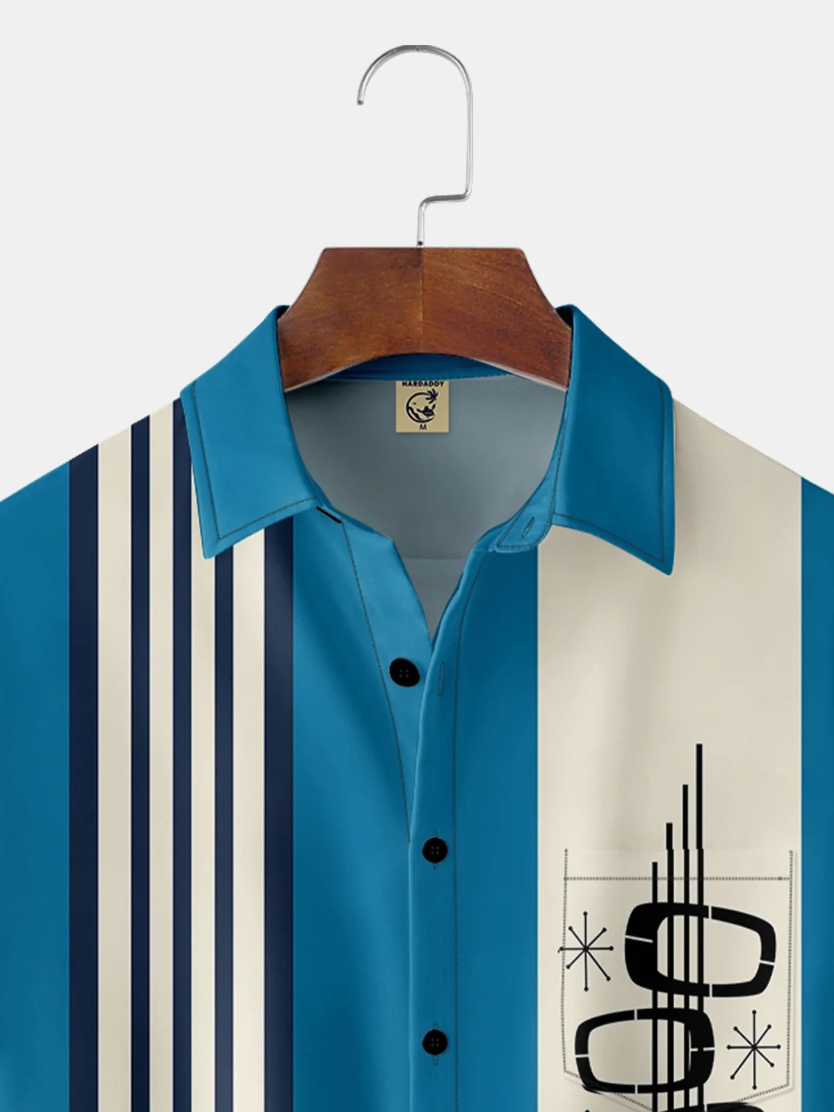 Rhyvra Hawaiian Shirt for Men Vintage Hawaiian Bowling Geometric Print Casual Breathable Hawaiian Chest Pocket Short Sleeve Shirt