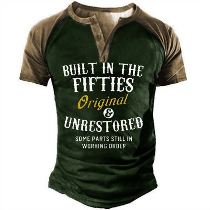 Men's Henley 3D Print Graphic Letter Daily Button-Down T-shirt