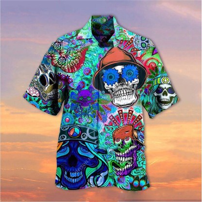 Men's Hawaiian Shirt 3D Print Skull