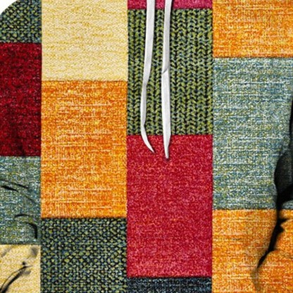 Men's Plaid Graphic Color Block Casual Daily Casual Long Sleeve Hoodie Pullover