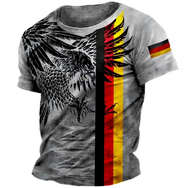 Plus Size Men's Outdoor Vintage German Flag Eagle Print T-Shirt