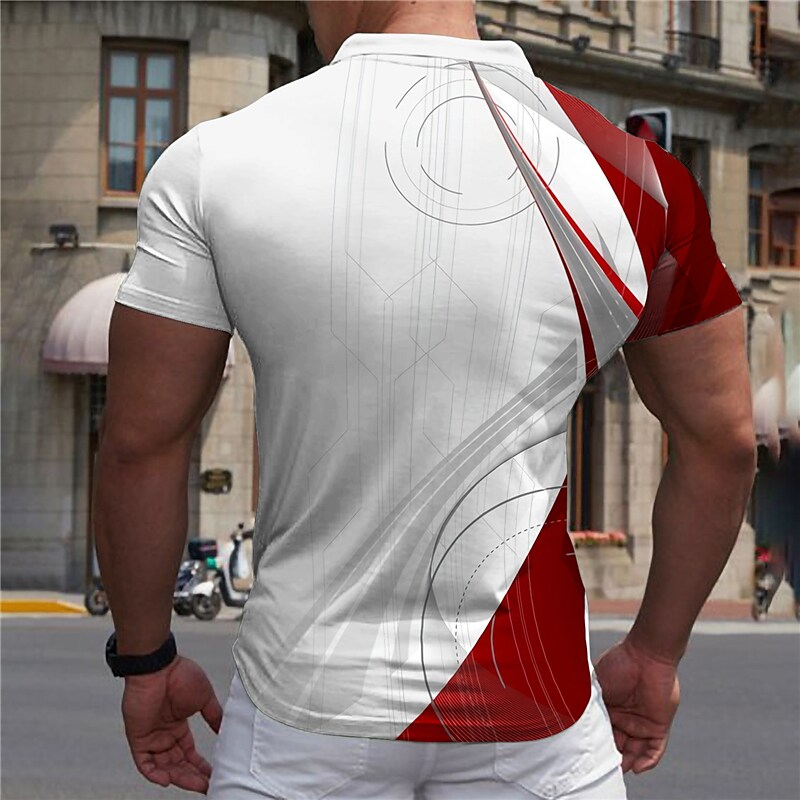 Men's Golf Shirt Short Sleeve 3D Print Casual Zipper Print Tops