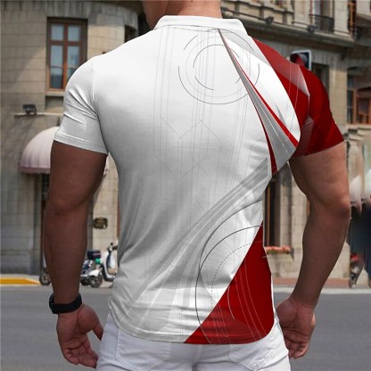 Men's Golf Shirt Short Sleeve 3D Print Casual Zipper Print Tops
