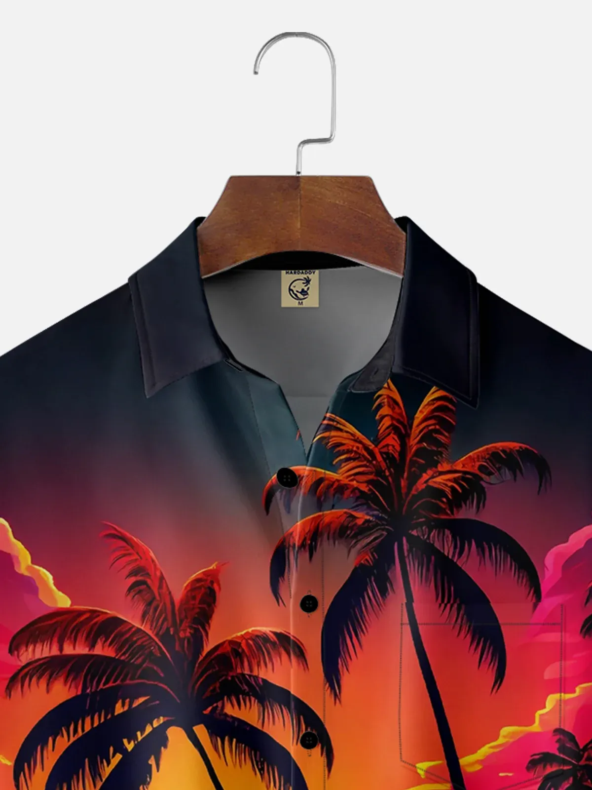 Moisture-wicking Coconut Palm Tree Beach Chest Pocket Hawaiian Shirt