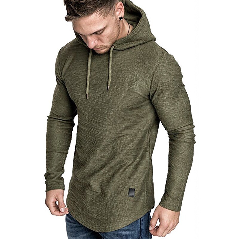 Men's Solid Color Sports & Outdoor Long Sleeve Pullover Hoodie Sweatshirt
